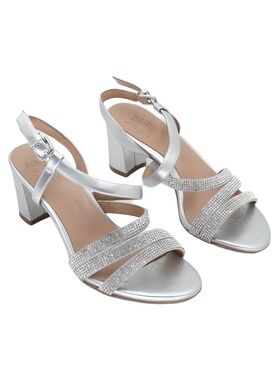Naturalizer Bridget 4 Silver Crystal Faux Leather Strappy Dress Size 5.5M